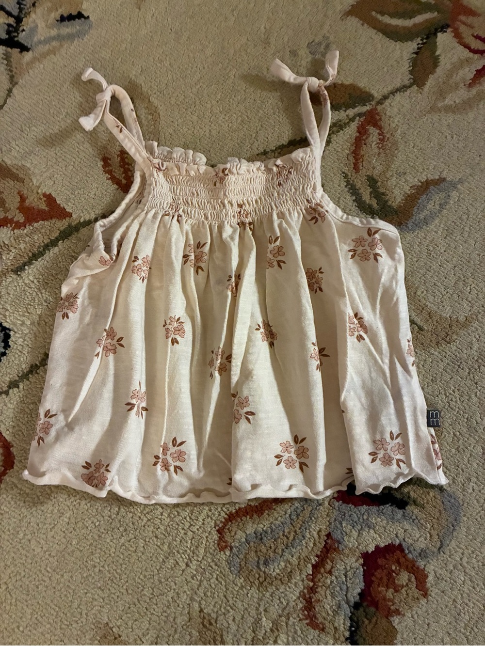 Gerber Cream Tank Top with Brown Floral Print
